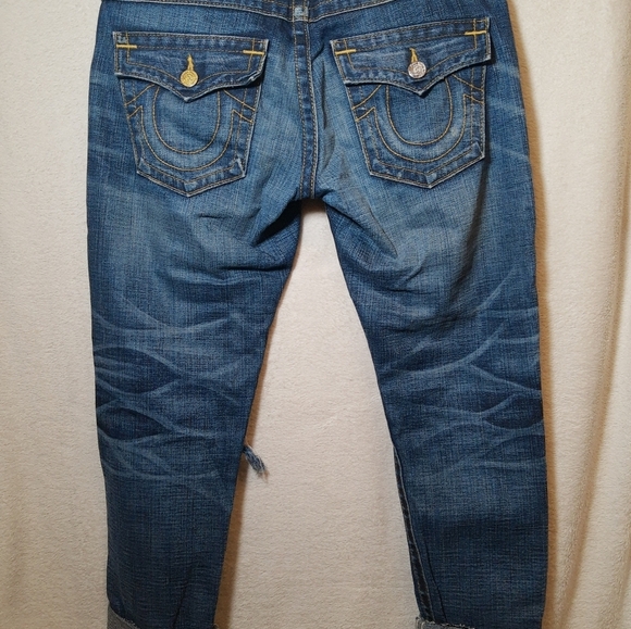 VTG True Religion  Women's Light Blue Wash Distressed made in USA - Picture 9 of 16